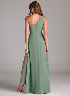 Azazie Brooke Brautjungfernkleider A-Linie One-Shoulder Chiffon Kleid Silberner Salbei image7