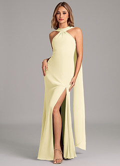 Azazie Kinsley Probar vestidos en casa Vestido de Azul Marino Oscuro de Gasa de Corte Sirena con Plisado image4