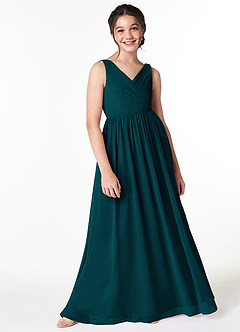 Azazie Sawyer Junior Pine A-Line Pleated Chiffon Dress image3