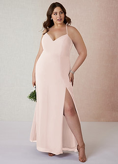 Azazie Manila Final Sale Rose Petal Sheath V-Neck Chiffon Dress image7