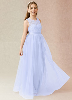 Azazie Georgette Junior A-Linie Spitze Tüll Kleid Lavendel image4