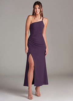 Azazie Eren Bridesmaid Dresses Plum Mermaid One Shoulder Chiffon Dress image3