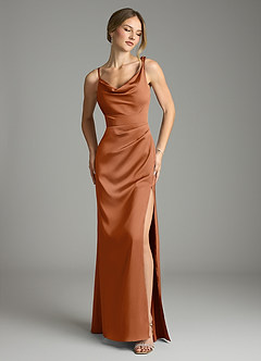 Azazie Samara Suknie dla druhen Syrena Pofałdowany Satyna elastyczna Do ziemi Sukienka image1