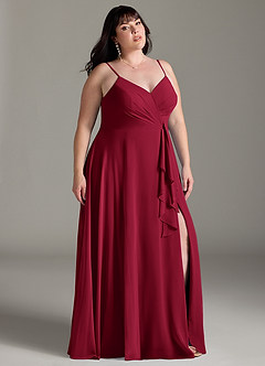 Azazie Akita Bridesmaid Dresses Burgundy A-Line Chiffon Dress image7