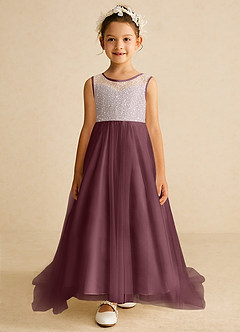 Azazie Tay Flower Girl Dresses Sangria A-Line Sequins Tulle Dress image1