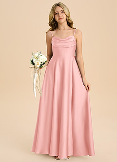 Azazie Bear Junior Powder Pink A-Line Sweetheart Neckline Stretch Satin Dress image7