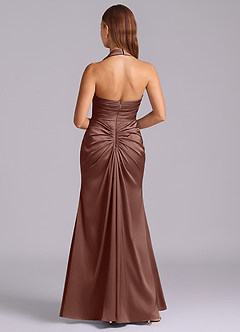 Azazie Destiny Bridesmaid Dresses Espresso Mermaid Sweetheart Neckline Stretch Satin Dress image2
