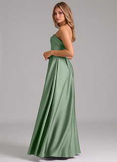 Azazie Lucienne Vestidos de damas de honor Vestido de Matcha de Satén Elástico de Corte en A Convertible con Sin tirantes image3