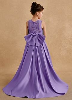 Azazie Sammy Flower Girl Dresses Tahiti A-Line Lace Matte Satin Dress image1