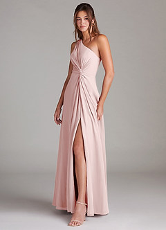 Azazie Brooke Abiti da Damigella Abito A-Line in Chiffon Monospalla Rosa Rossore image5