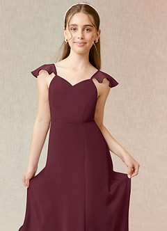 Azazie Everett Junior Vestido de Cabernet de Gasa de Corte En A image5
