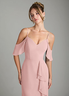 Azazie Alexys Jurken voor bruidsmeisjes Jurk van Chiffon met Kolom Off the Shoulder Poederroze image3
