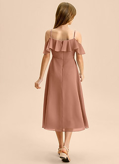 Azazie Kamilla Junior Abito A-Line in Chiffon a Spalla Scoperta Bronzo image2