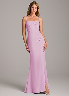 Azazie Chantel Robes de demoiselle d'honneur Robe Fourreau Convertible en Mousseline de soie Sans bretelle Rose Bonbon image4