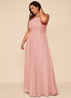 Azazie Ginger Robes de demoiselle d'honneur Robe Trapèze en Mousseline de soie Dos nu plissé Rosette image12
