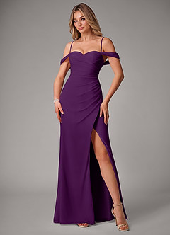 Azazie Haisley Bridesmaid Dresses Grape Sheath Off the Shoulder Chiffon Convertible Dress image5