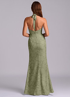 Azazie Valerie Final Sale Pistachio Mermaid Pleated Floral Burnout Dress image7