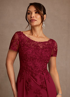 Azazie Alva Mother of the Bride Dresses Burgundy A-Line Lace Dress image6