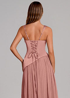 Azazie Stephanie Bridesmaid Dresses Rosette A-Line Pleated Stretch Satin Dress image2