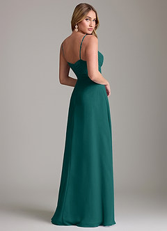 Azazie Terese Bridesmaid Dresses Peacock A-Line Pleated Chiffon Dress image2