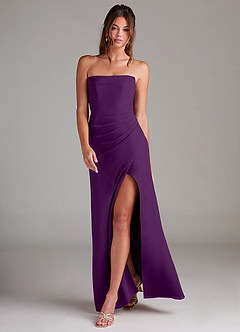 Azazie Leonis Bridesmaid Dresses Grape Sheath Strapless Chiffon Convertible Dress image7