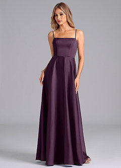 Azazie Elita Brautjungfernkleider A-Linie Plissee Stretch-Satin Kleid Pflaume image6