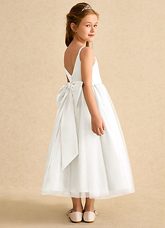 Azazie Patootie Flower Girl Dresses Ivory A-Line Spaghetti Strap Tulle Dress image2
