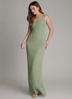 Azazie Hadley Bridesmaid Dresses Pistachio Mermaid Pleated Chiffon Dress image4