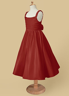 Azazie Cutie Pie Blumenmädchenkleider A-Linie Plissee Matte Satin Kleid Terrakotta image6