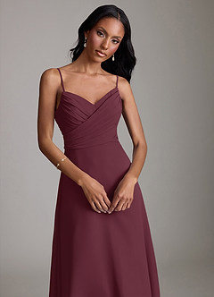 Azazie Kali Bridesmaid Dresses Cabernet A-Line Pleated Chiffon Dress image5