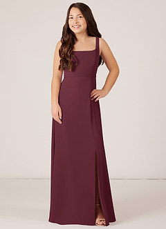 Azazie Renee Junior Cabernet A-Line Side Slit Chiffon Dress image1