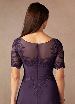 Azazie Raissa Abiti per la Madre della Sposa Abito A-Line in Chiffon Pizzo Prugna image8