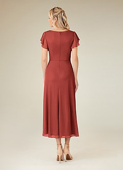 Azazie Vera Mère de la mariée Robes Robe Trapèze en Maille Col V plissé Terracotta image4