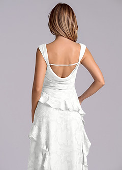 Azazie Sloane Vestidos de madrinha de casamento Vestido Branco de Esgotamento Floral de Linha A com Decote Coração image7