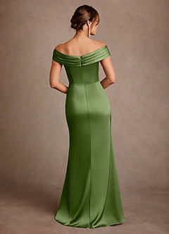 Azazie Bedford Mother of the Bride Dresses Juniper Sheath Pleated Stretch Satin Dress image3