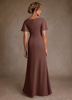 Azazie Suffolk Moeder van de bruid jurken A-Lijn Jurk van Chiffon Geplooid Espresso image3
