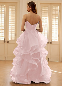 Carmencita Powder Pink A-line Ruffles Prom Dress image2