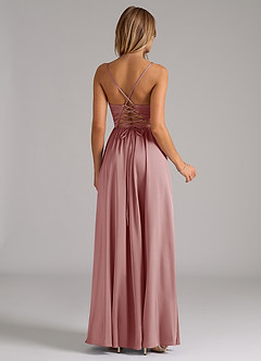 Azazie Aaida Bridesmaid Dresses Dusty Rose A-Line Corset Stretch Satin Dress image6