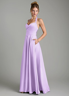 Azazie Tenaya Bridesmaid Dresses Lilac A-Line Sweetheart Neckline Stretch Satin Dress image5