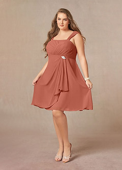 Azazie Olivia Vestidos para mãe da noiva Vestido Argila de Chiffon de Linha A com Plissado image10