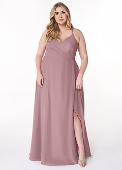 Azazie Davis Bridesmaid Dresses Dusty Rose A-Line V-Neck Chiffon Dress image7