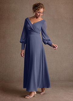 Azazie Paterson Klänningar till brudens mor Klä A-Line i Chiffong Plisserad Stormig image5