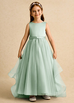 Azazie Lior Flower Girl Dresses Agave Ball-Gown Pleated Tulle Dress image2