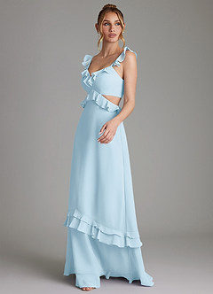 Azazie Malaya Bridesmaid Dresses Sky Blue A-Line Corset Chiffon Dress image6