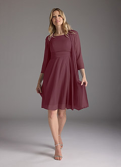Azazie Sunny Mother of the Bride Dresses Cabernet A-Line Pleated Mesh Dress image3