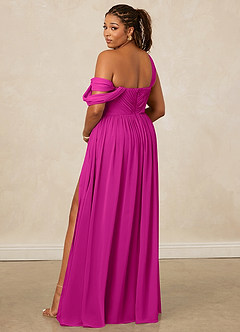 Christian Siriano Bridal for Azazie 1014 Vestidos de damas de honor Vestido de Fucsia de Gasa de Corte en A con Vestidos sin tirantes image11
