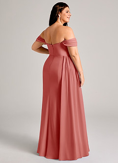 Azazie Amyra Robes de demoiselle d'honneur Robe Fourreau Convertible en Mousseline de soie Épaules dénudées Antique Rose image14