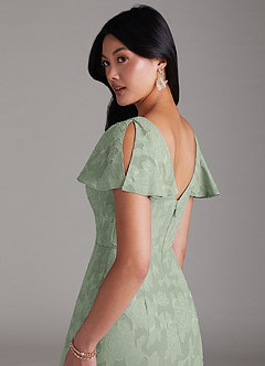 Azazie Soren Bridesmaid Dresses Agave A-Line Pleated Floral Burnout Dress image5