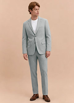 front Miles Gris Claro Traje de pantalón de seersucker