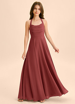 Azazie Kady Junior Terracotta A-Line Sweetheart Neckline Chiffon Dress image1